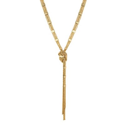 Gold multi row knotted necklace